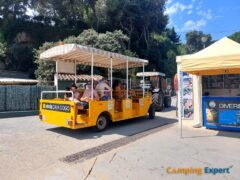 The GuaGua beach bus at Camping Cala Gogo